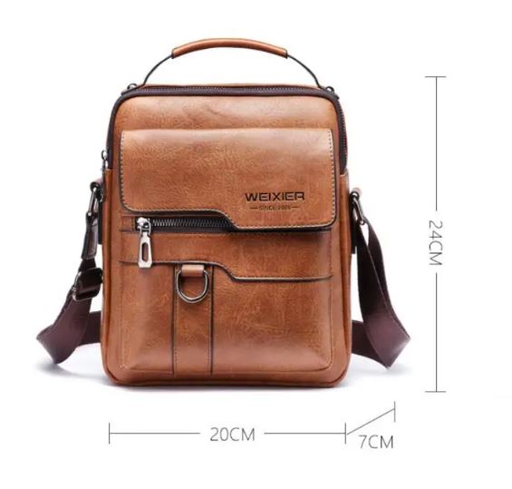Unisex PU Leather Messenger Bag – Business Crossbody with Laptop Compartment