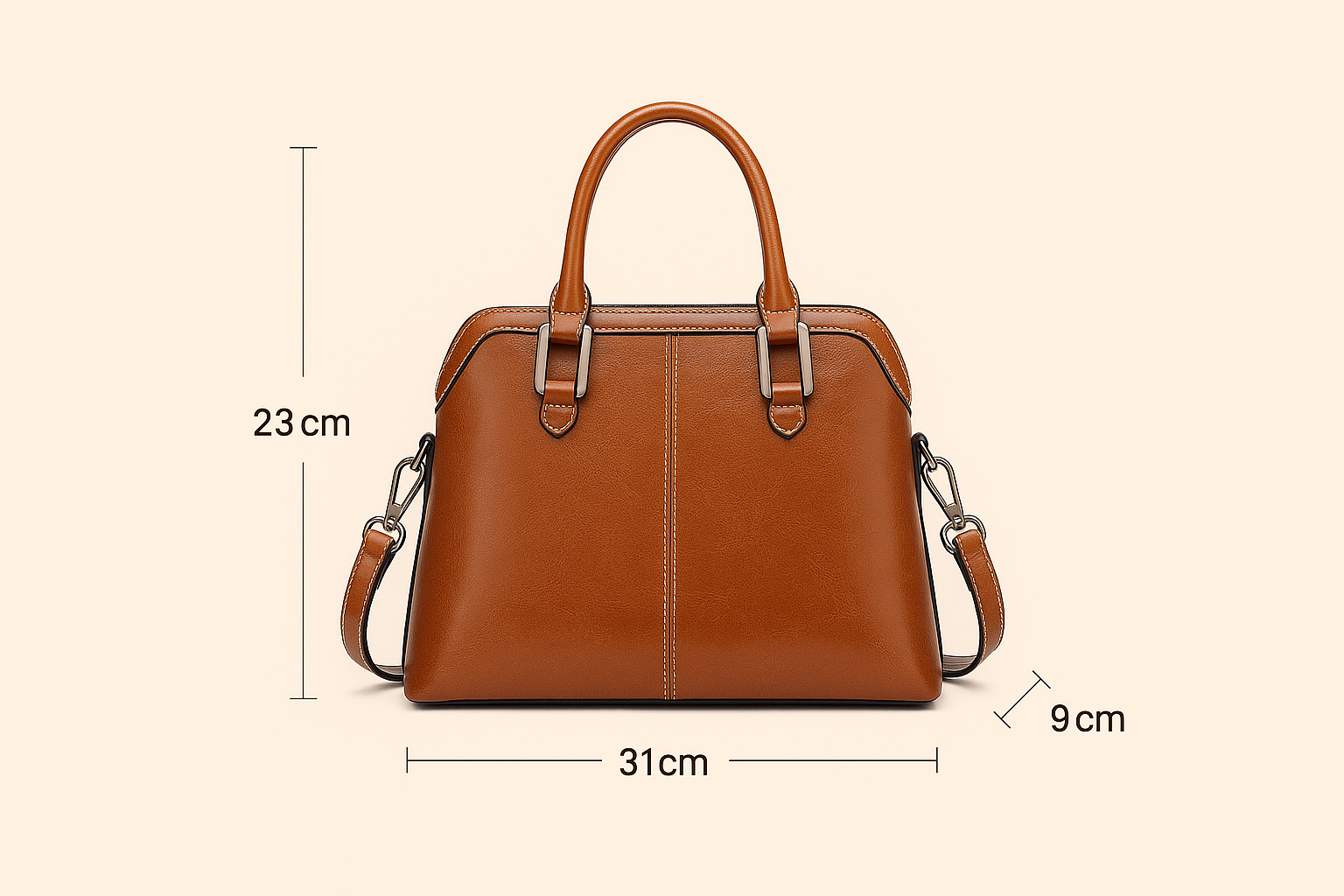 Classic Leather Shoulder & Handbag – Sac à bandoulière et à main en cuir classique