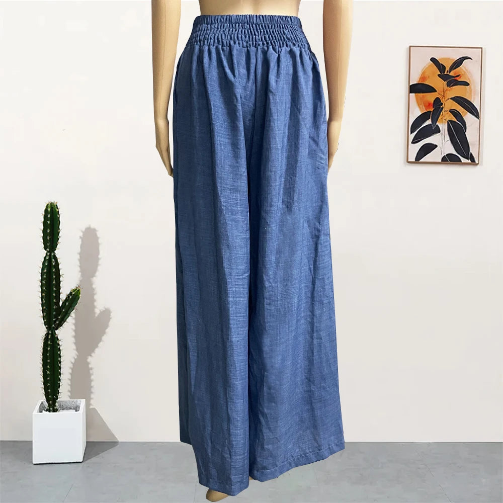 High Waist Solid Color Wide Leg Pants Summer Chic Loose | OWNLUXE