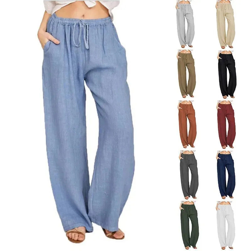 Women's Wide Leg Cotton Pants | OWNLUXE