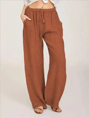 Women's Wide Leg Cotton Pants | OWNLUXE