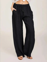 Women's Wide Leg Cotton Pants | OWNLUXE