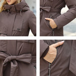 Load image into Gallery viewer, GASMAM Winter Down Jacket Women Warm Long Classic zipper Lacing Design Pocket Hooded Slim Parkas Female Coat GM-82160
