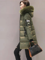 Load image into Gallery viewer, Women’s Long Winter Hooded Coat with Thick Filling
