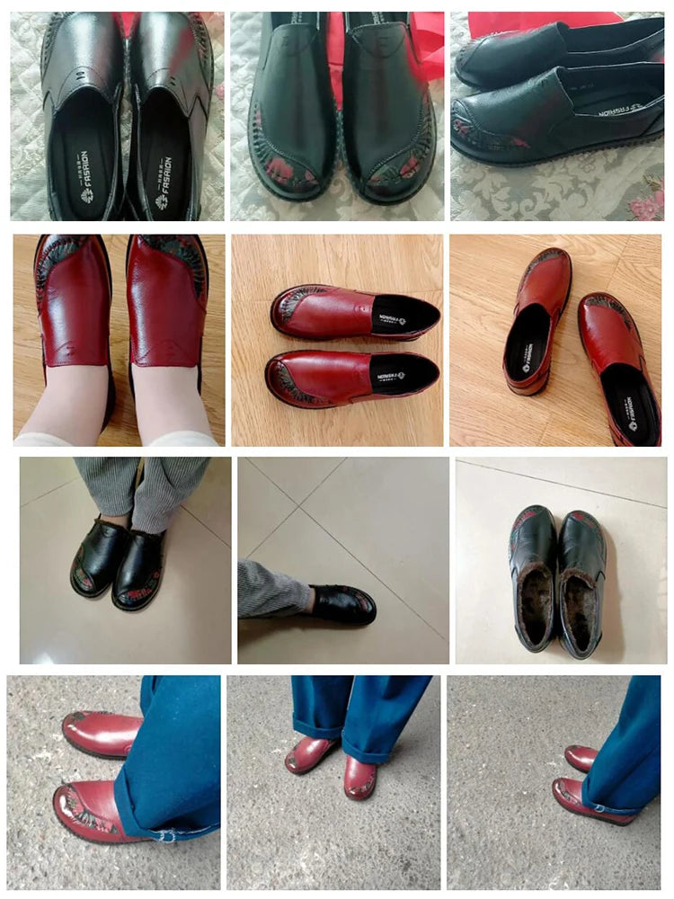 Women's Leather Vintage Loafers (Wb134 Black A) – Shop at OWNLUXE