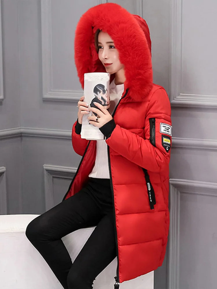 Women's Extra-Long Hooded Puffer Coat – Warm Winter Parka Jacket