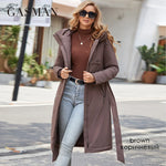 Load image into Gallery viewer, GASMAM Winter Down Jacket Women Warm Long Classic zipper Lacing Design Pocket Hooded Slim Parkas Female Coat GM-82160
