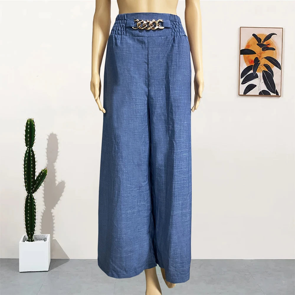 High Waist Solid Color Wide Leg Pants Summer Chic Loose | OWNLUXE