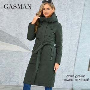 GASMAM Winter Down Jacket Women Warm Long Classic zipper Lacing Design Pocket Hooded Slim Parkas Female Coat GM-82160