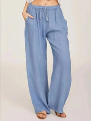 Women's Wide Leg Cotton Pants | OWNLUXE