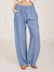 Women's Wide Leg Cotton Pants | OWNLUXE