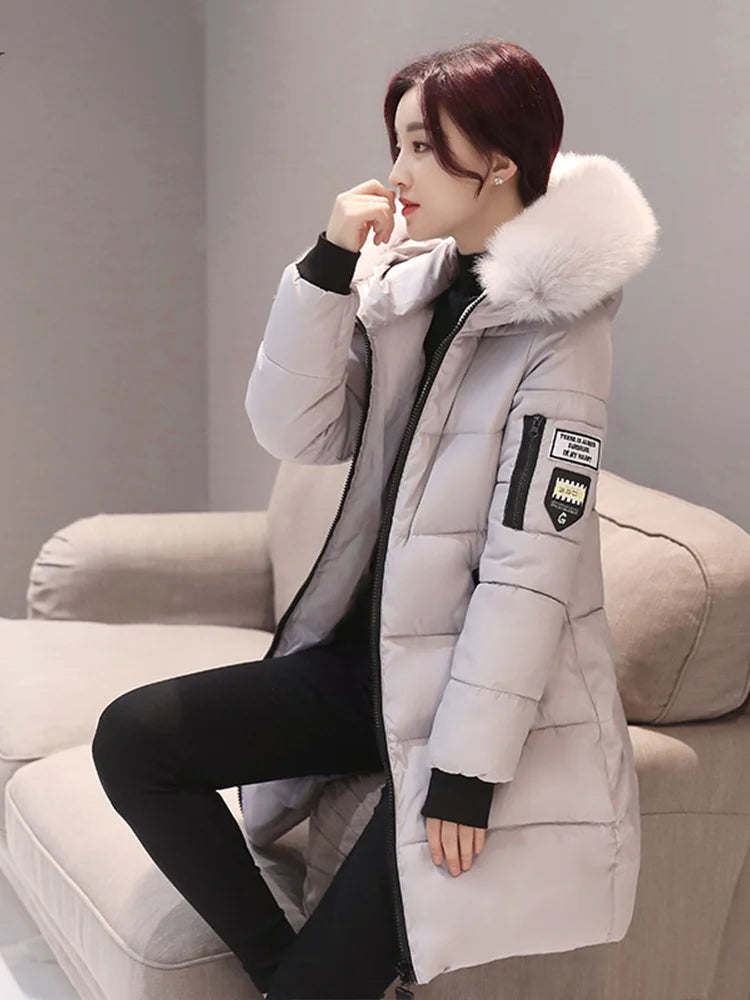 Women's Extra-Long Hooded Puffer Coat – Warm Winter Parka Jacket