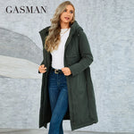Load image into Gallery viewer, GASMAM Winter Down Jacket Women Warm Long Classic zipper Lacing Design Pocket Hooded Slim Parkas Female Coat GM-82160
