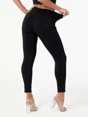 High-Rise Skinny Jeans for Women – Stretch Bleach-Wash Denim