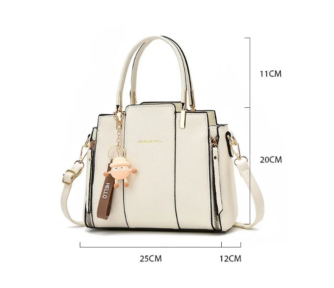PU Leather Tote Bag with Tassel – Soft Shoulder Bag with Zipper Closure
