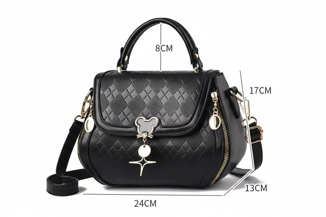 Women's Genuine Leather Tote Handbag - Luxury Designer Bow Bucket Bag