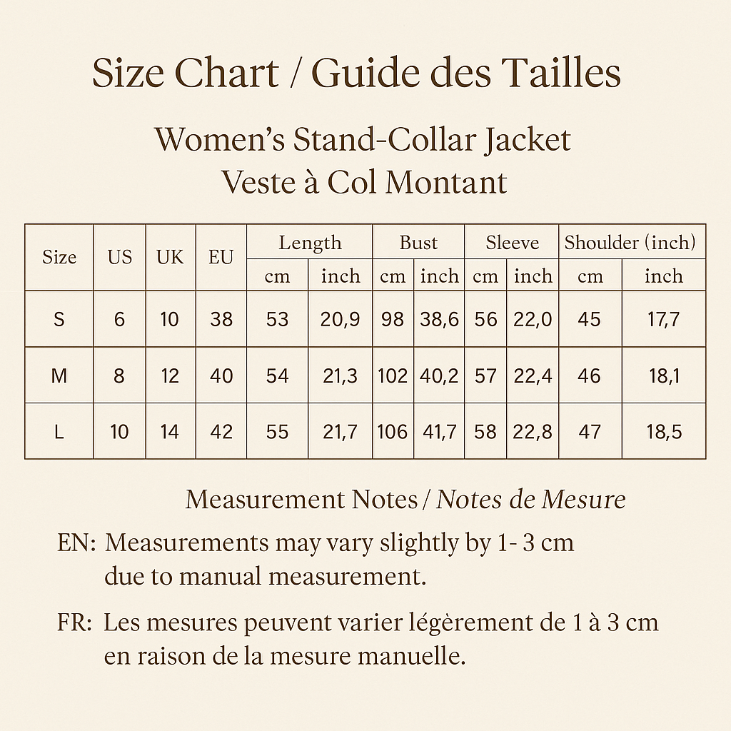 Women’s Stand-Collar Cotton Jacket – Lightweight Layer