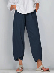 Women's Vintage Print Cargo Pants - High Waist Straight Leg Trousers