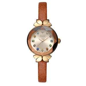 Women's Leather Strap Quartz Wristwatch – Elegant, Water Resistant & Fashionable