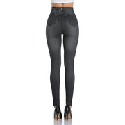 Faux Denim Leggings - High Waist Tummy Control Jeggings