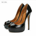 Load image into Gallery viewer, Women’s Peep Toe Platform High Heels – 16cm Stiletto Pumps
