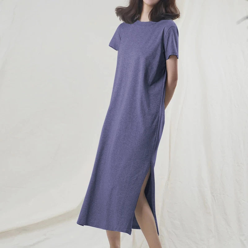 Short-Sleeve Cotton Midi Dress | OWNLUXE