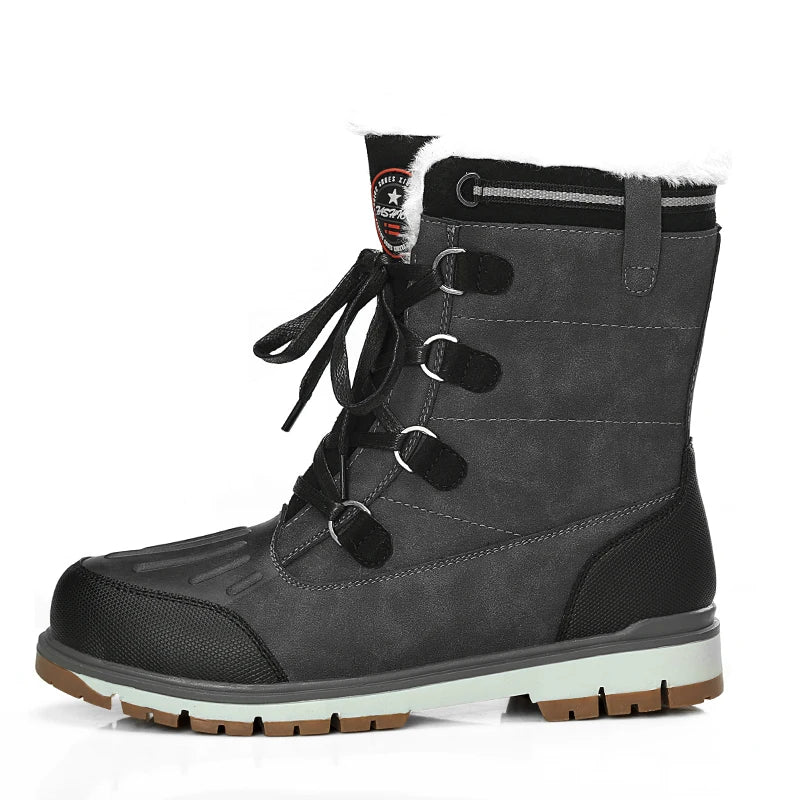 Unisex Plush-Lined Midi Winter Boots - Leather & Grip
