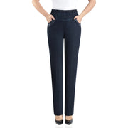Women’s Embroidered Straight-Leg Jeans – High-Waist