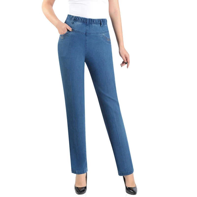 High-Waist Embroidered Straight-Leg Relaxed-Fit Pants | OWNLUXE