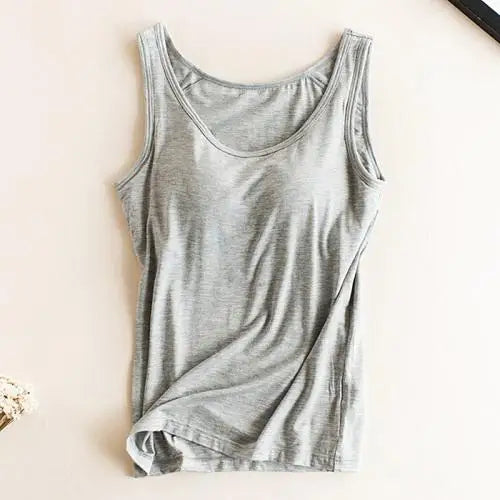 Women’s Padded Camisole with Built-In Bra – Modal Stretch Tank