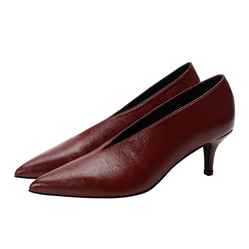 Women's Pointed Toe Pumps (Wine Chunky Heel) – Shop at OWNLUXE