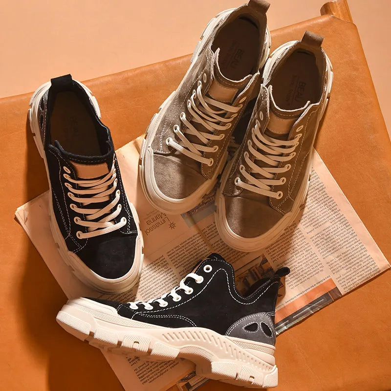 Women's Round Toe Lace Leather Sneakers | OWNLUXE