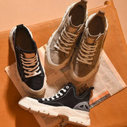Women's Round Toe Lace Leather Sneakers | OWNLUXE