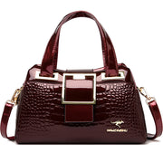 Women’s Patent Leather Shoulder Bag – Alligator Pattern Tote