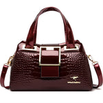 Load image into Gallery viewer, Women’s Patent Leather Shoulder Bag – Alligator Pattern Tote
