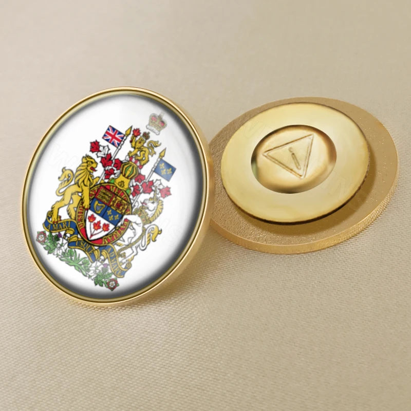 Canada Map Flag National Emblem Brooch - Lapel Pin Badge for Clothing & Official Use