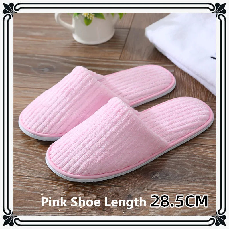 Disposable Hotel Spa Slippers – 5 Pairs Plush Cotton Slides