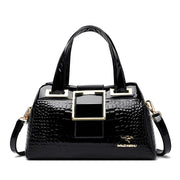 Women’s Patent Leather Shoulder Bag – Alligator Pattern Tote