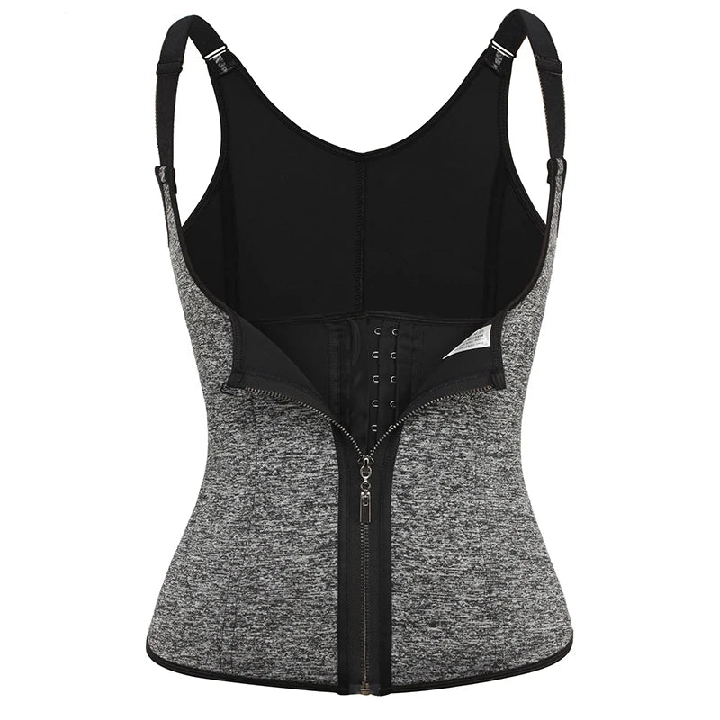 Women Waist Trainer Vest with Zipper & Sauna Effect