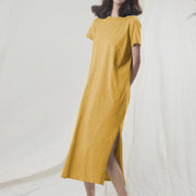 Short-Sleeve Cotton Midi Dress | OWNLUXE