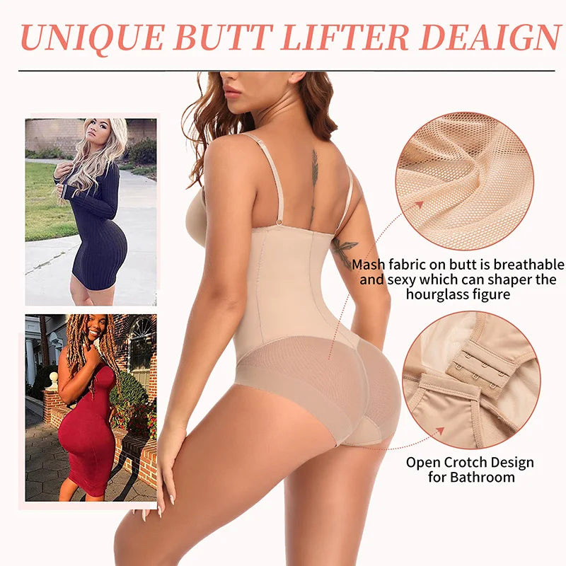 Tummy Control Shapewear Bodysuit with Bra & Butt Lifter