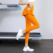 High-Waist Yoga Leggings with Skirt – Push-Up & Pockets