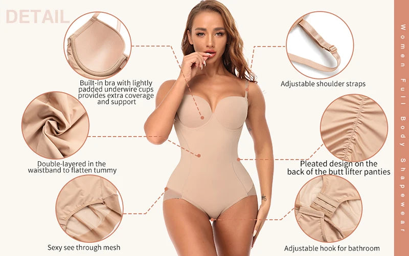 Tummy Control Shapewear Bodysuit with Bra & Butt Lifter