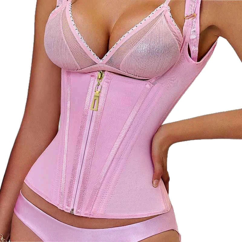 Double Compression Pink Latex Steel Boned Hourglass Flat | OWNLUXE