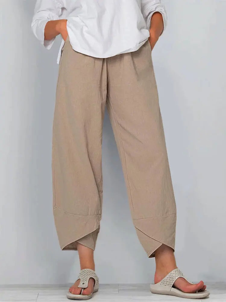 Women's Vintage Print Cargo Pants - High Waist Straight Leg Trousers