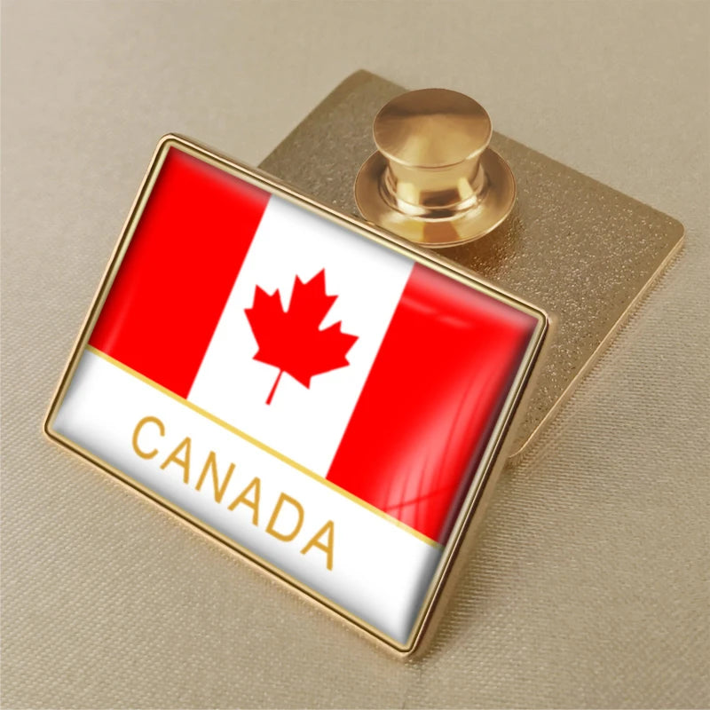 Canada Map Flag National Emblem Brooch - Lapel Pin Badge for Clothing & Official Use