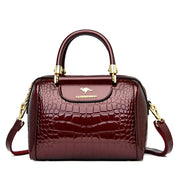 Alligator-Pattern Boston Handbag - Luxury PU Leather Bag