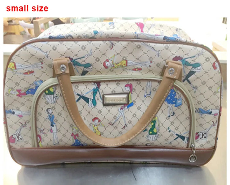 Women's PU Leather Travel Duffle Bag – Geometric Design Weekender