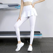 High-Waist Yoga Leggings with Skirt – Push-Up & Pockets