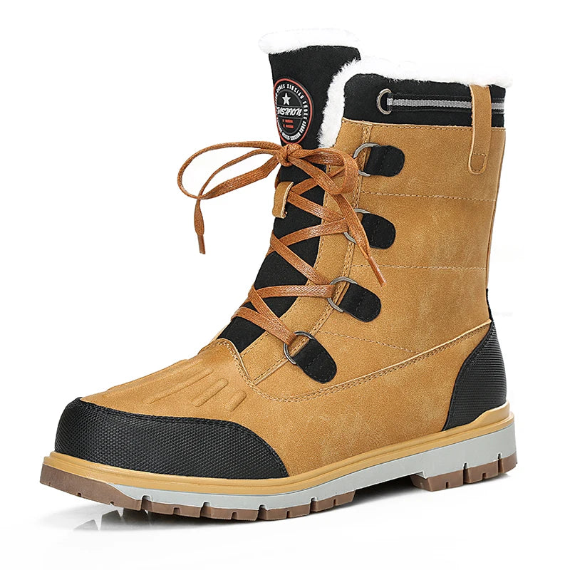Unisex Plush-Lined Midi Winter Boots - Leather & Grip